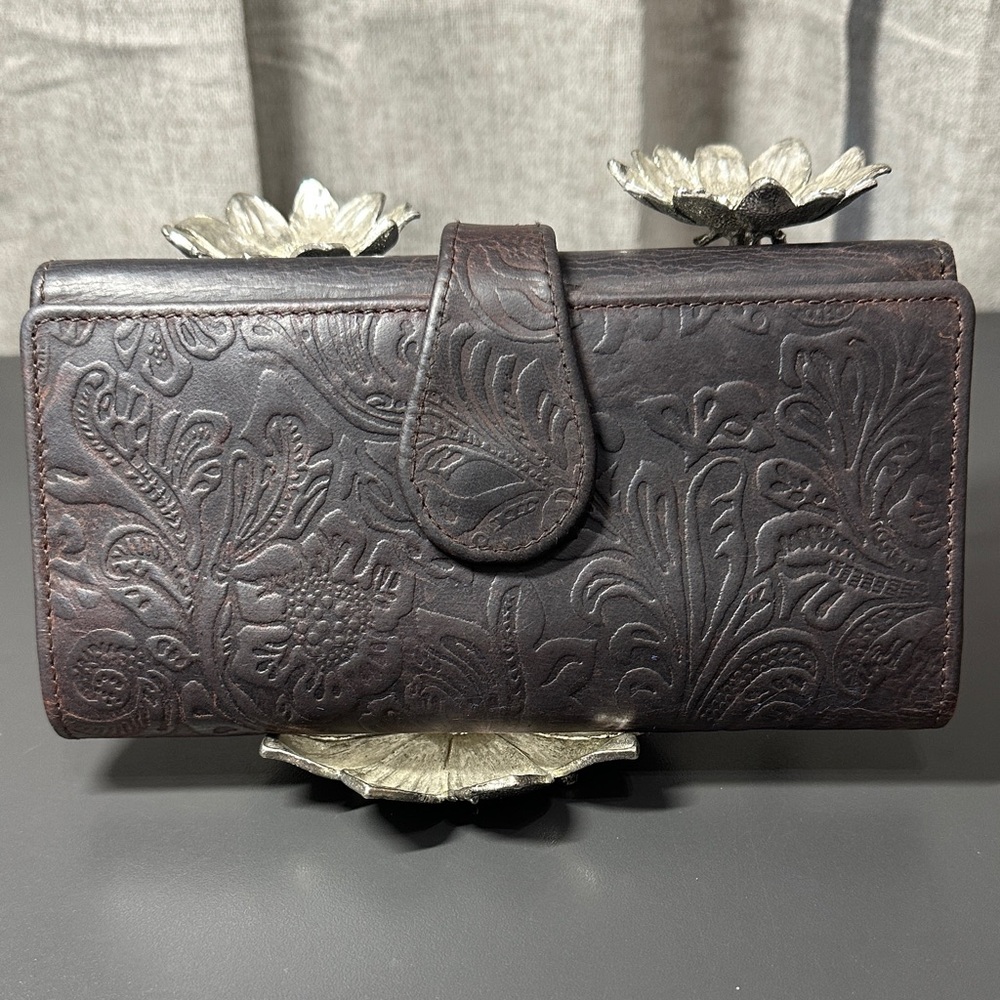 Embossed Floral Leather Wallet